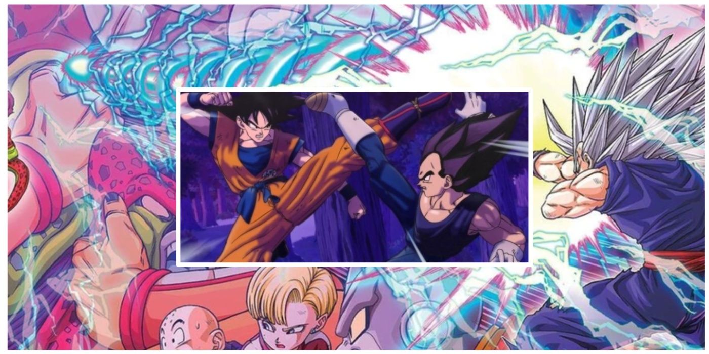 Gohan Beast attacks while Goku and Vegeta spar in Dragon Ball Super.