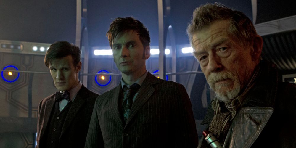 The 11th Doctor, 10th Doctor, and the War Doctor in the Day of the Doctor Doctor Who special