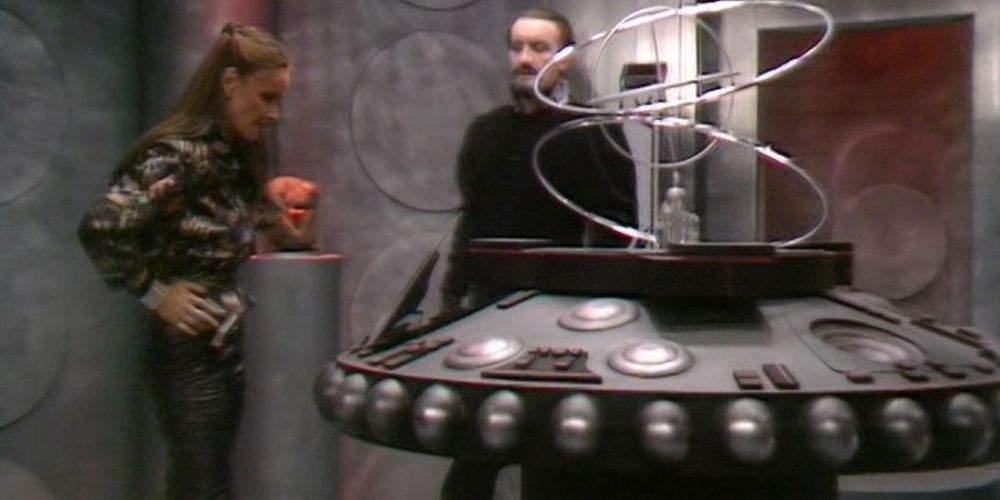 The Rani and the Master in the Rani's TARDIS on Doctor Who.