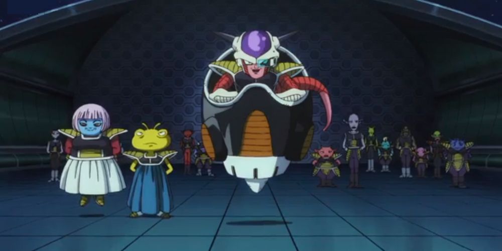 Frieza and his new army, with Abo and Kado in the background, in Dragon Ball Super: Broly.