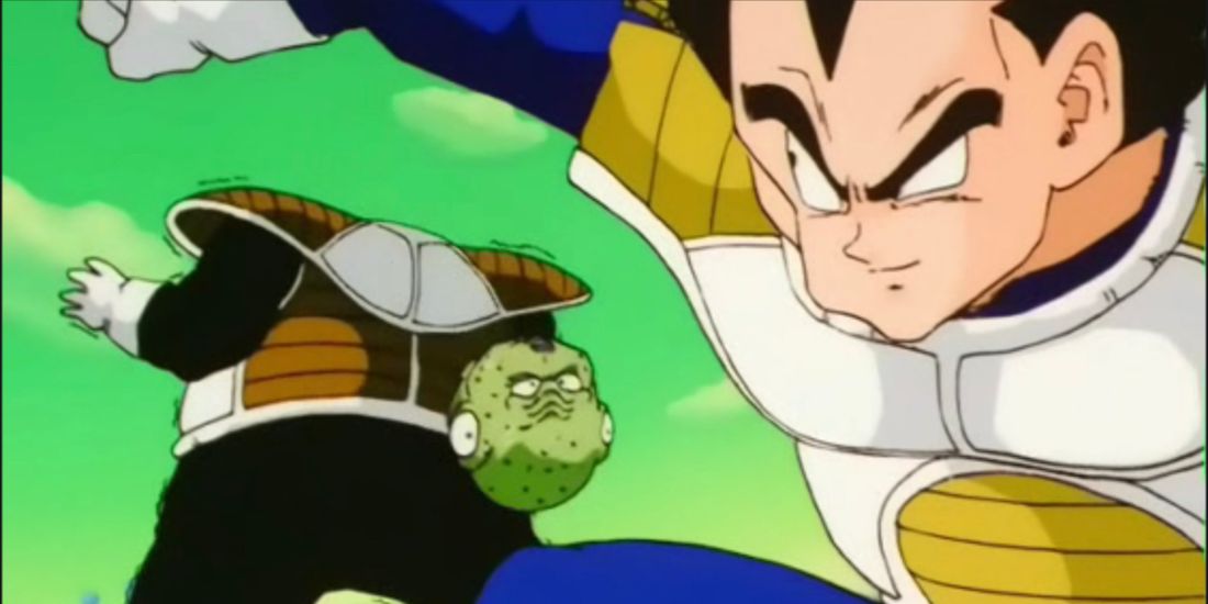 Vegeta decapitates the Ginyu Force's Guldo in Dragon Ball Z.