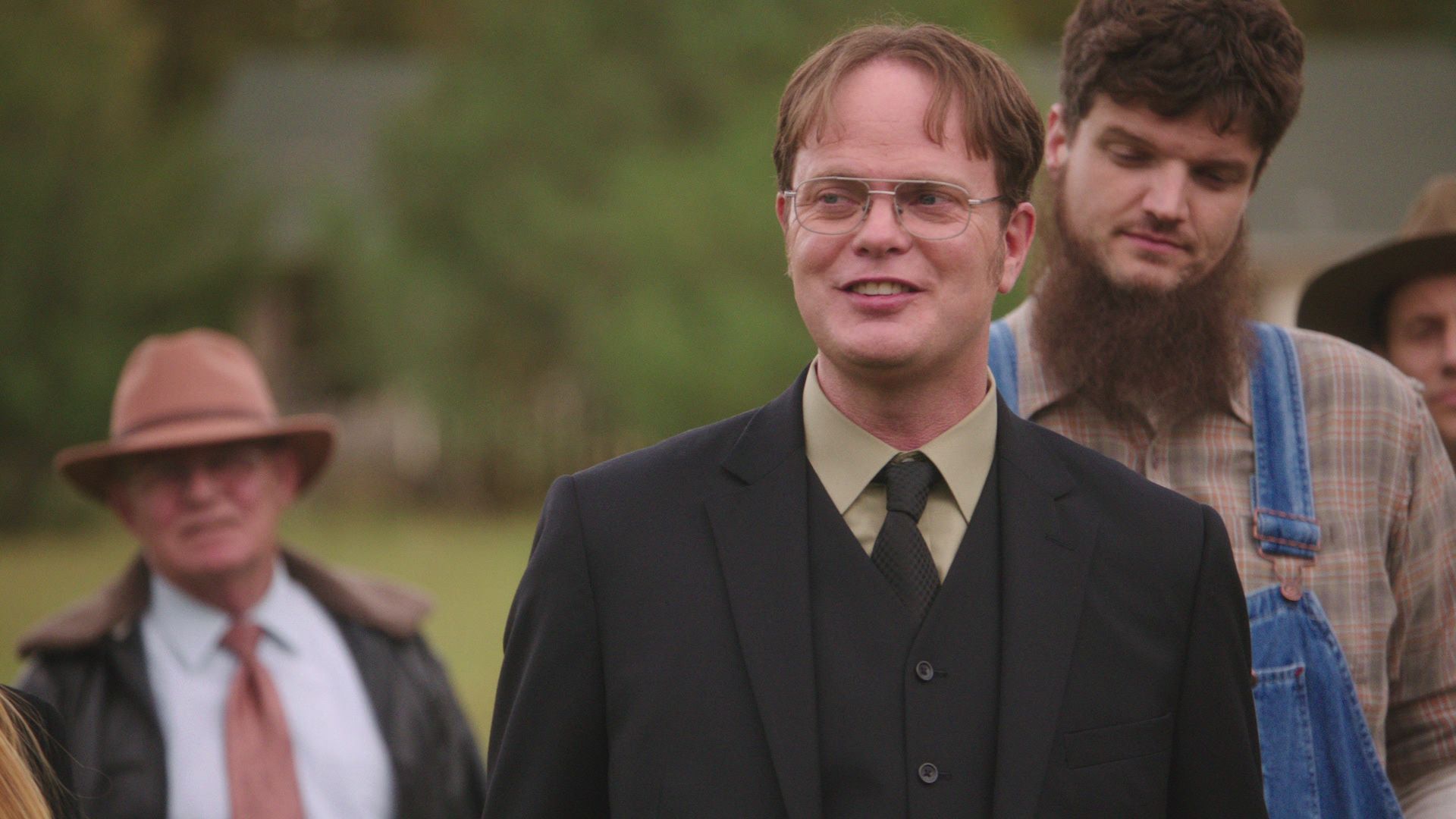 Rainn Wilson as Dwight Schrute at a funeral in The Office