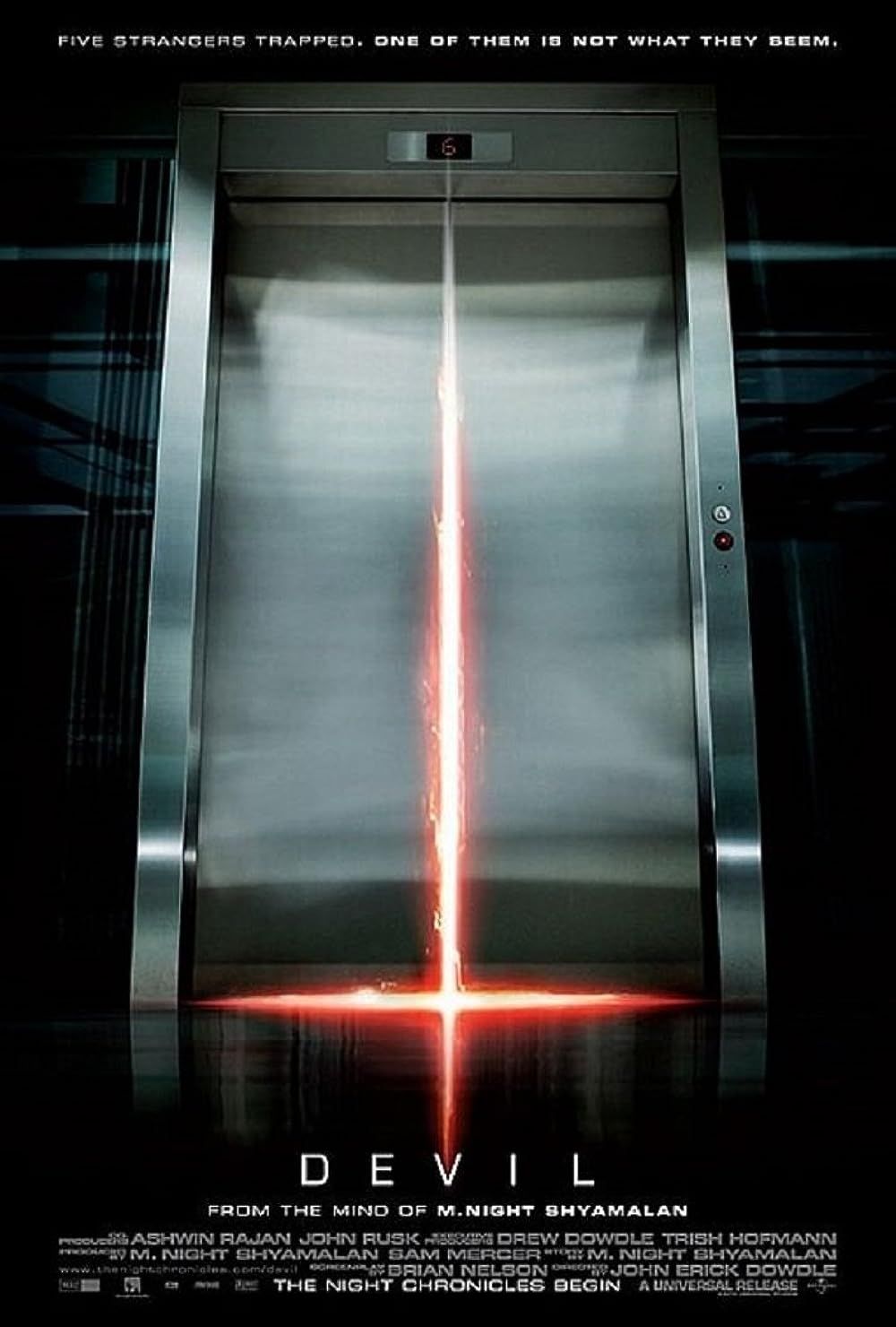 Elevator doors on the poster of Devil