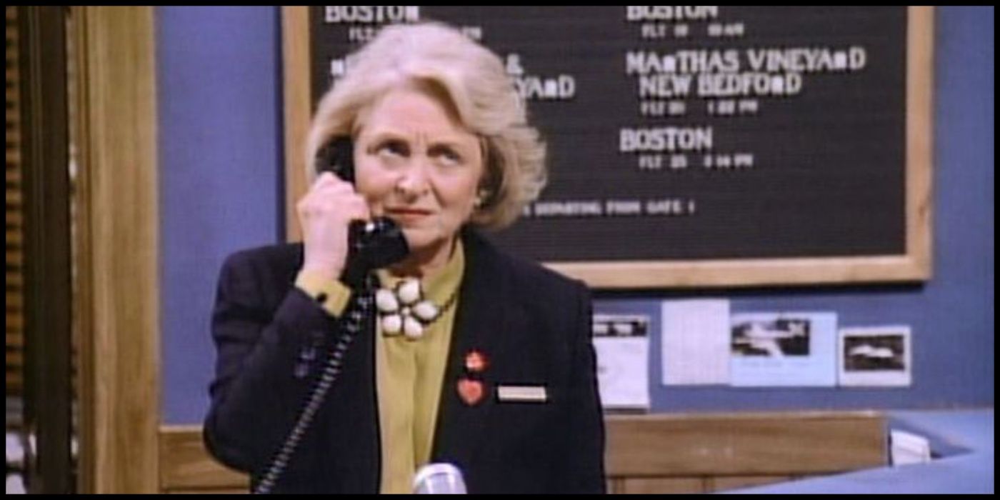 Fay Cochran answers a phone, played by Rebecca Schull on Wings