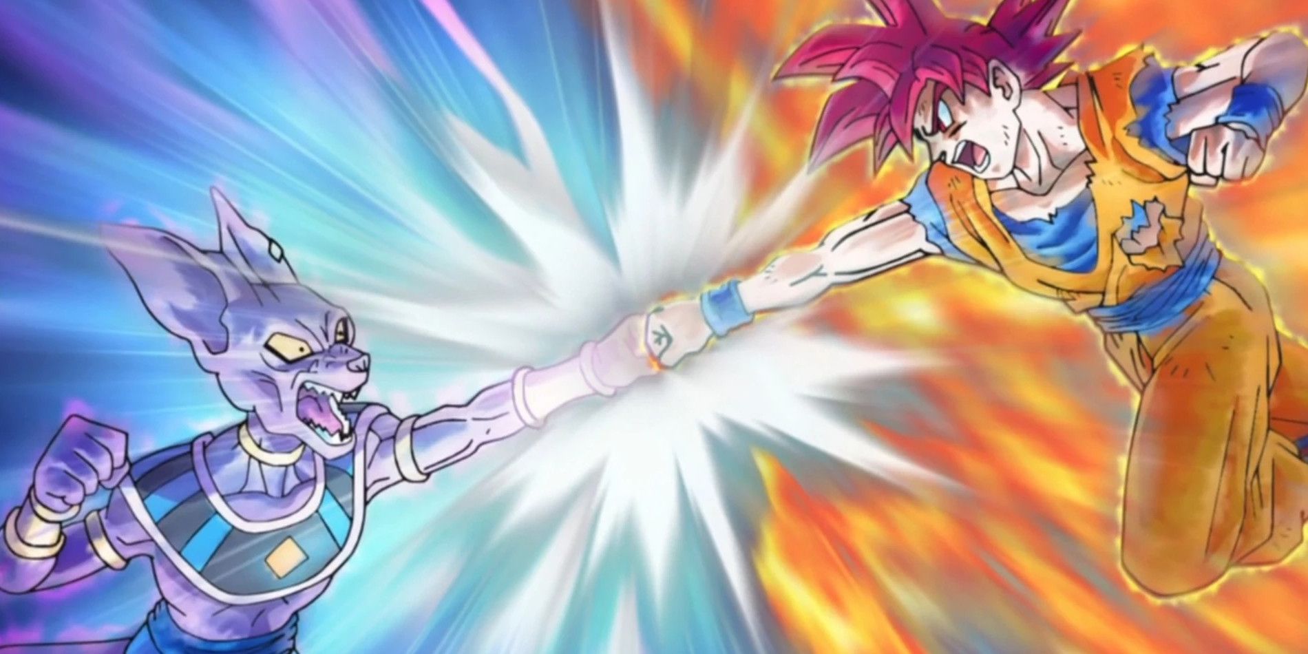Beerus and Goku clash in Dragon Ball Super's God of Destruction Beerus saga.