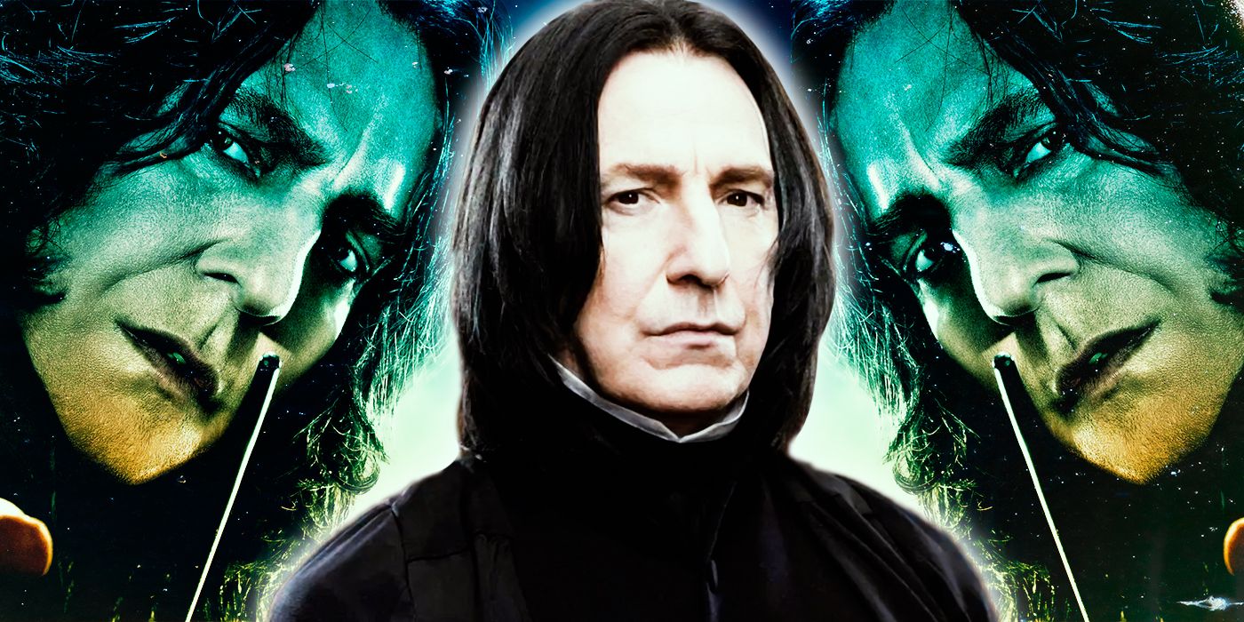 A collage of different images featuring Harry Potter's Snape