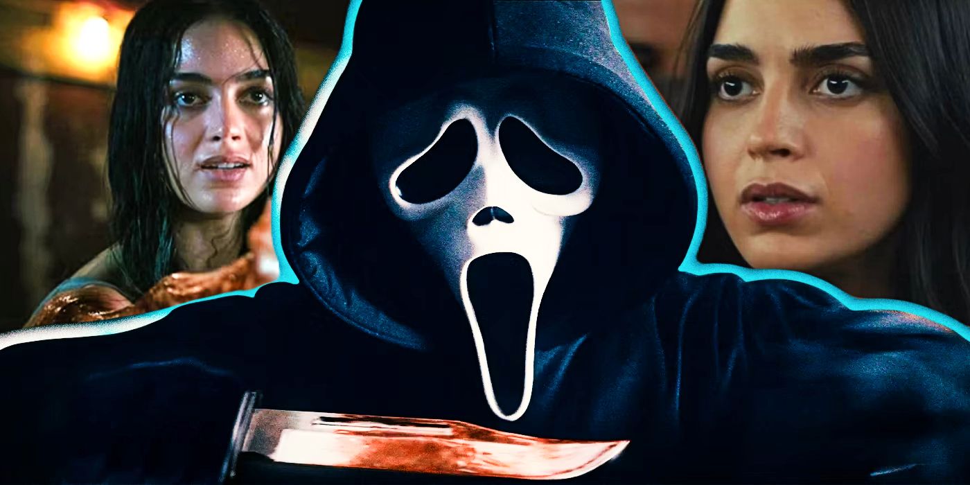 Melissa Barrera and Ghostface in Scream