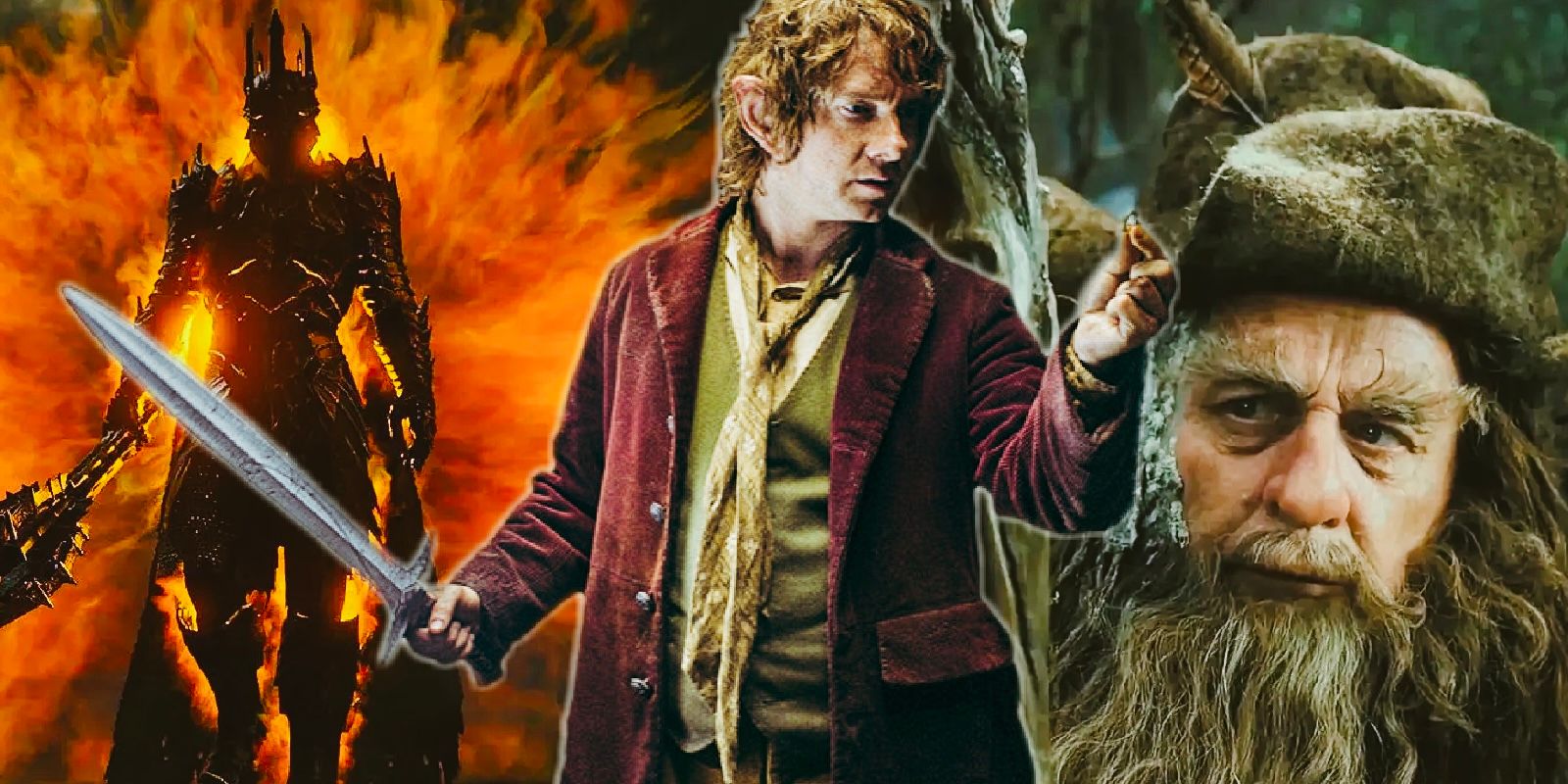 Sauron, Radagast and Bilbo Baggins in The Hobbit film trilogy