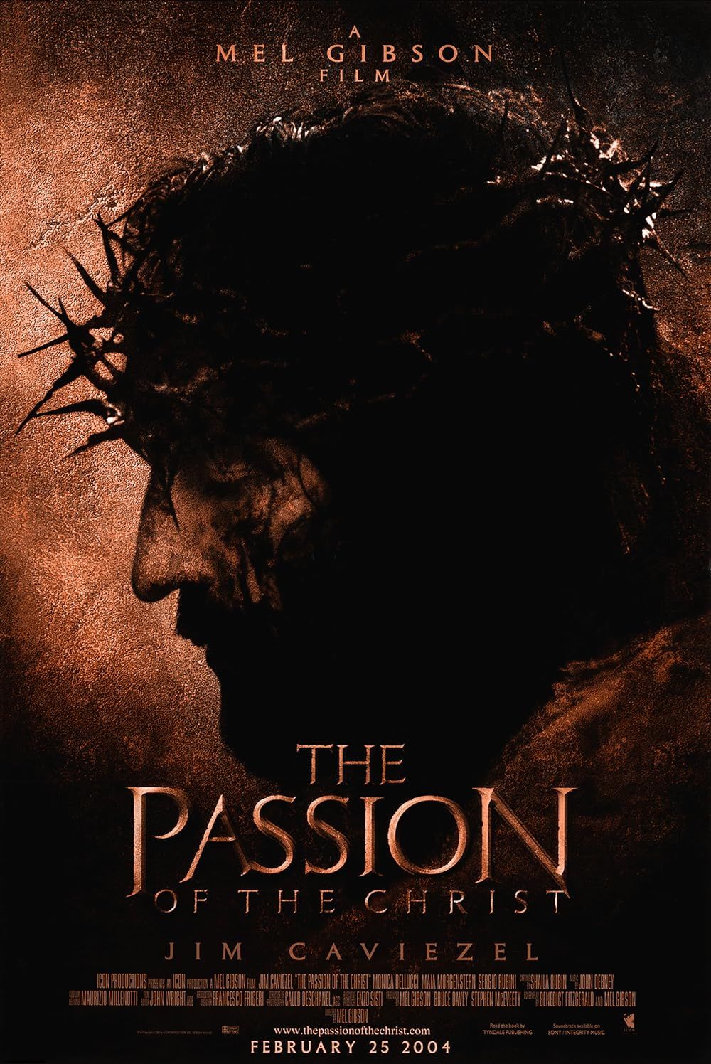 Jim Caviezel como Jesus no pôster de A Paixão de Cristo