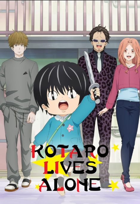 Kotaro Lives Alone with Kotaro holding a dagger in the air