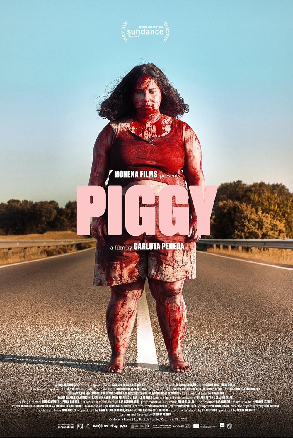 Laura Galan covered in blood on the poster of Piggy
