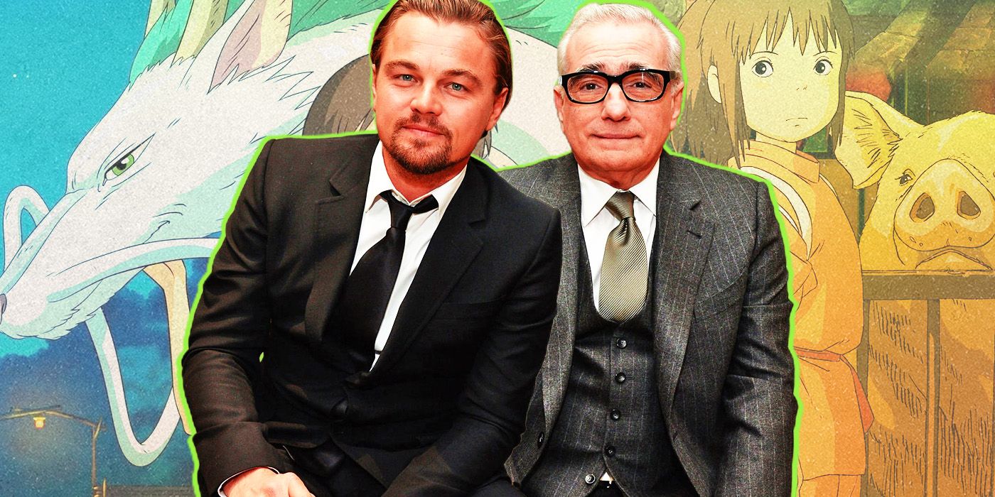 Leonardo DiCaprio and Martin Scorsese with Ghibli's Spirited Away in the background.
