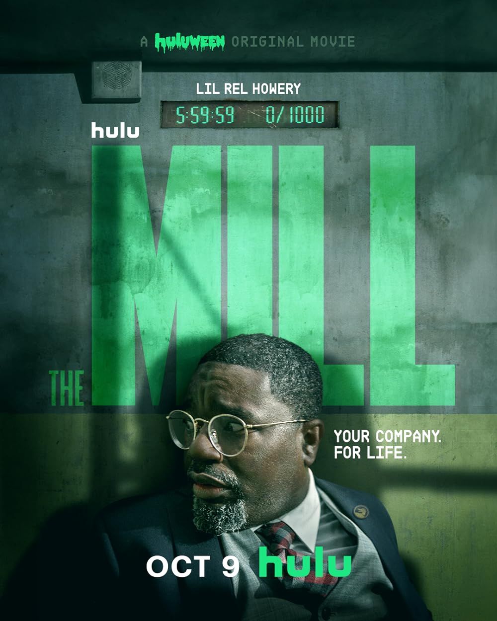 Lil Rel Howery looking distressed on the poster of Hulu's The Mill