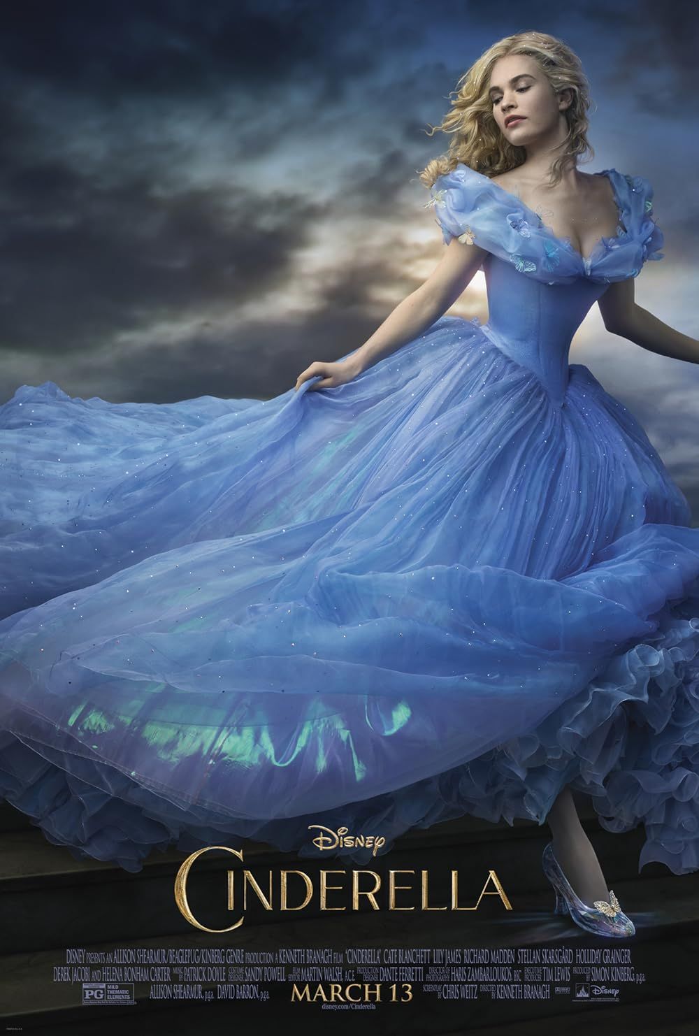 Lily James as Cinderella in Disney's live-action movie, Cinderella (2015)