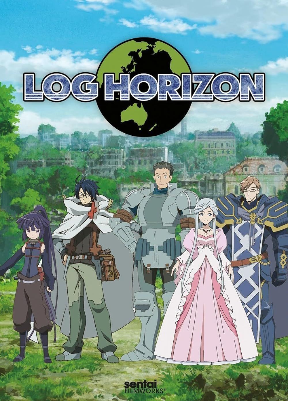 The party members with their leader in Log Horizon (2013) anime poster