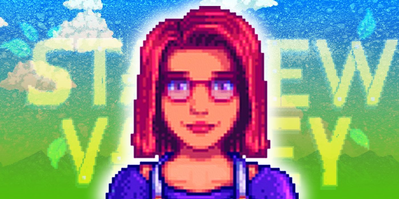 Stardew Valley's Maru smiling against a colorful game background collage