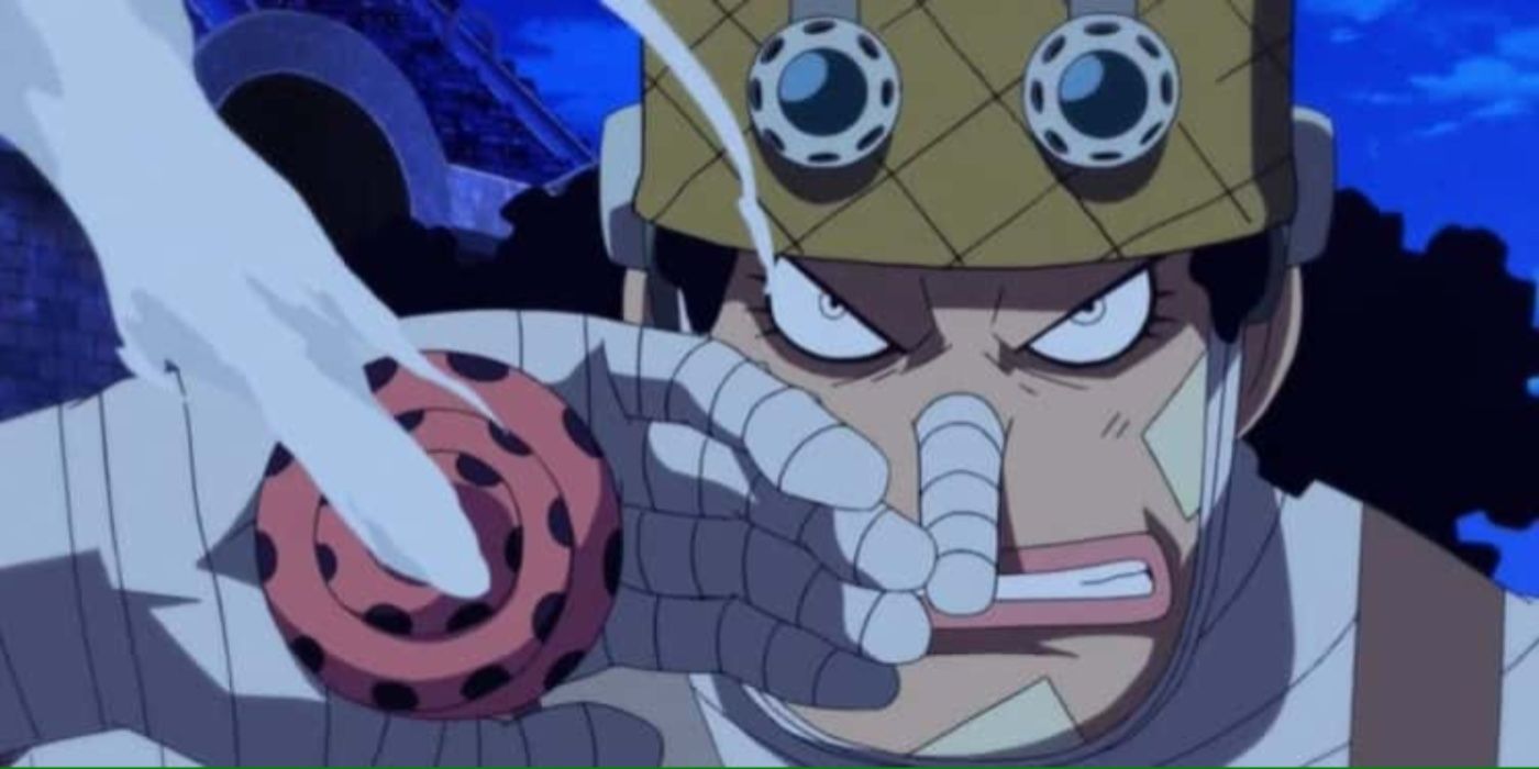 Usopp uses an Impact Dial against Luffy in the One Piece anime