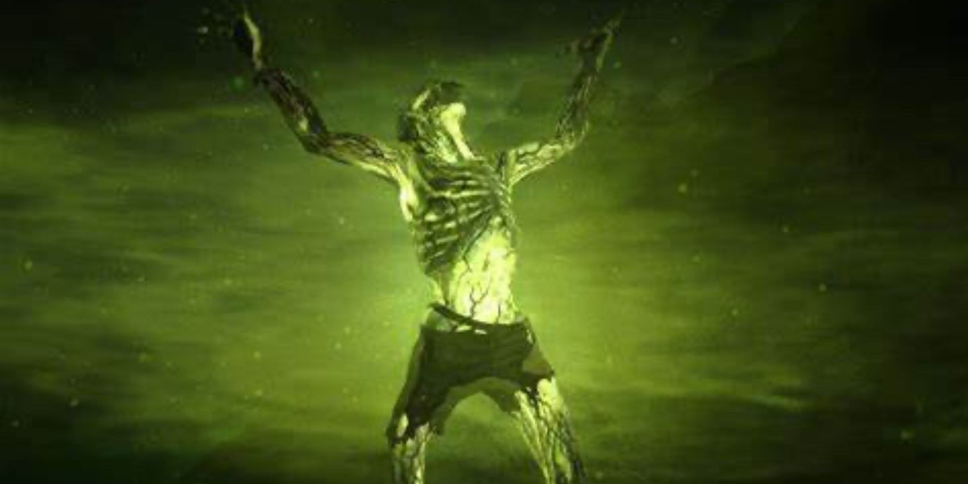 Um Ghoul selvagem de Fallout: New Vegas chamado Glowing One