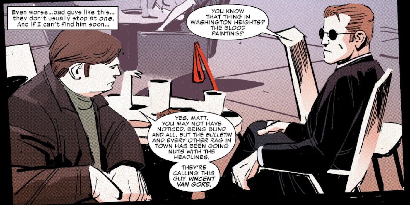 Matt Murdock ve Foggy Nelson, Marvel Comics'ten Daredevil Comics'teki Muse'u tartışıyor.