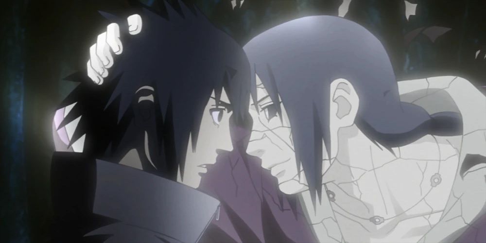 Itachi dizendo seu último adeus a Sasuke em Naruto Shippuden