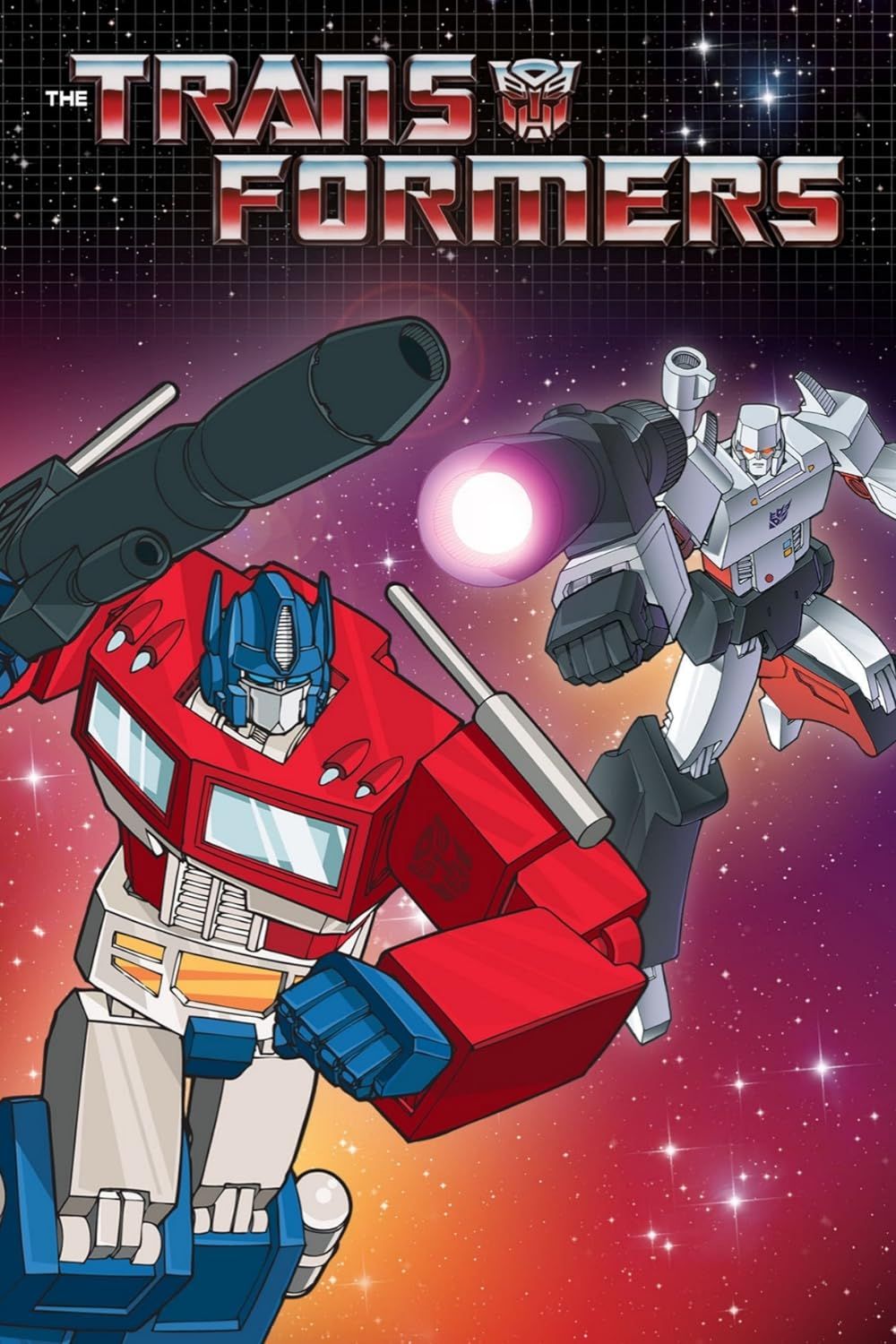 Optimus Prime fighting Megatron on the poster of The Transformers