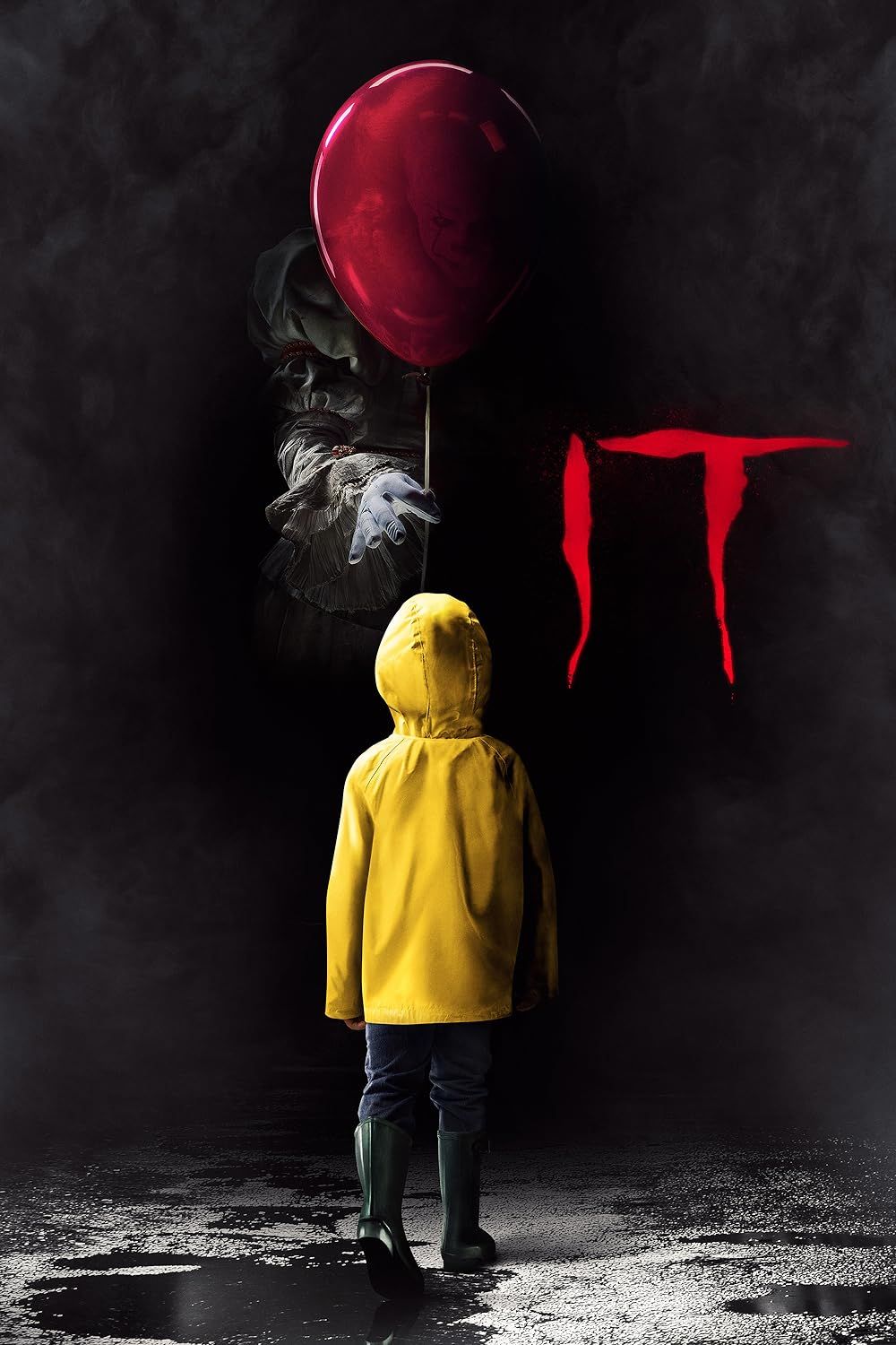 Pennywise offering a balloon to a kid on the poster of It Chapter One