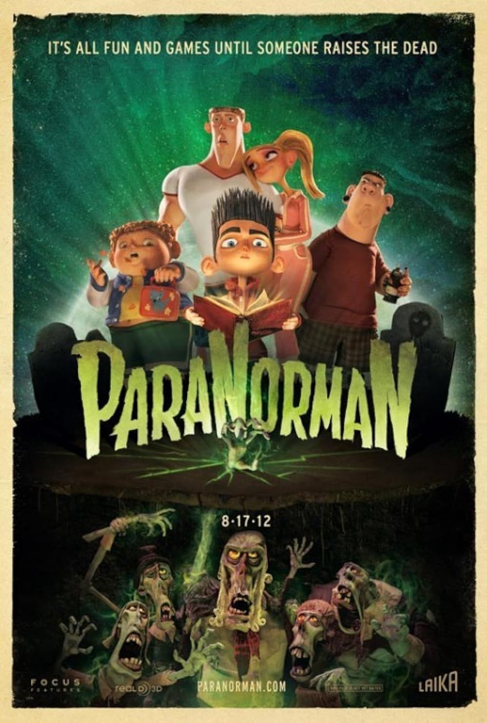 Poster of ParaNorman with the titular character and his allies on top and monsters on the bottom