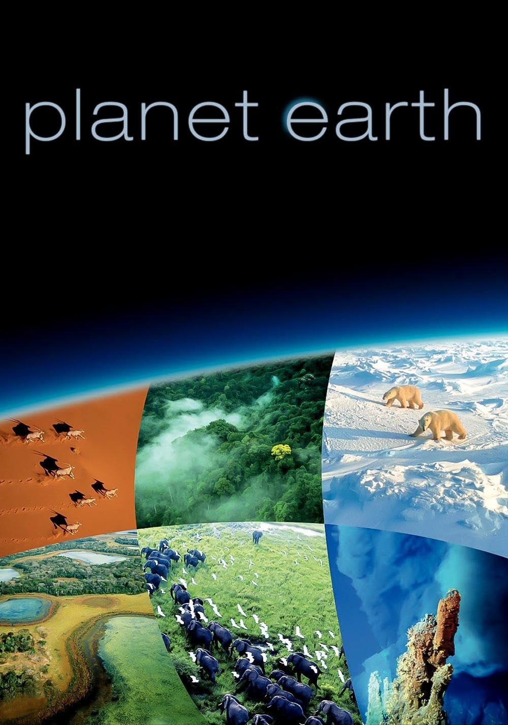 Poster of Planet Earth the miniseries showing Earth from space as well as some of its ecosystems