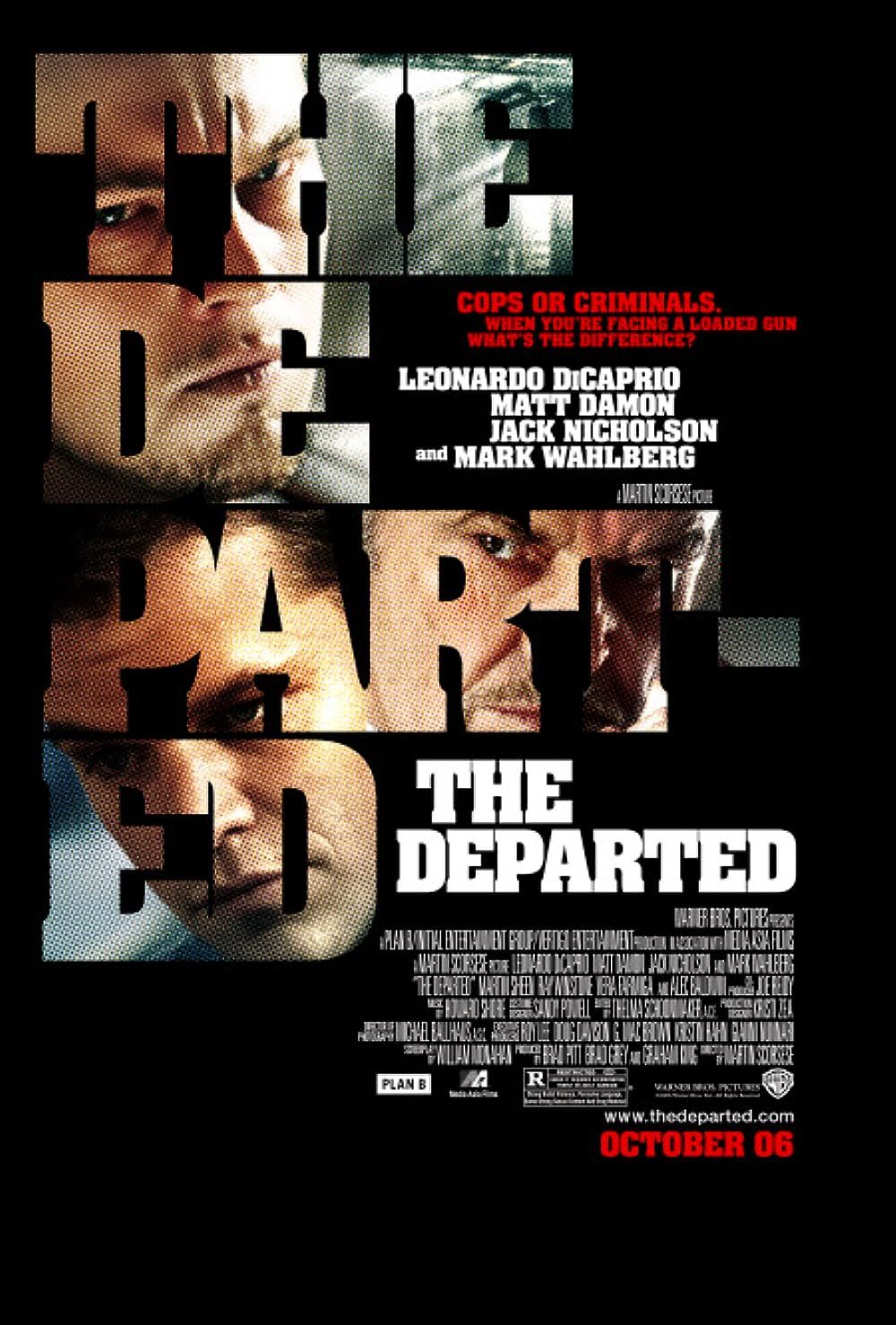 Poster of The Departed 2006 with Leonardo DiCaprio, Jack Nicholson, and Matt Damon