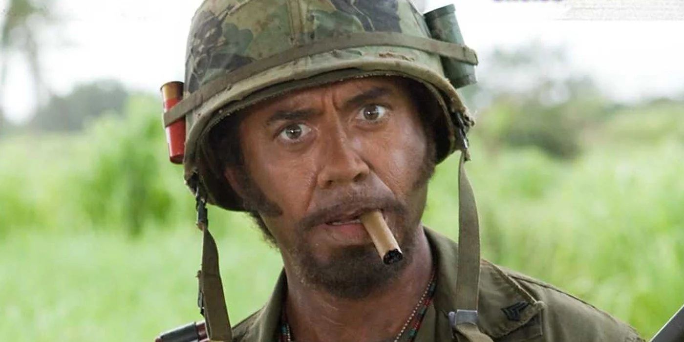 Robert Downey Jr. as Kirk Lazarus in Tropic Thunder