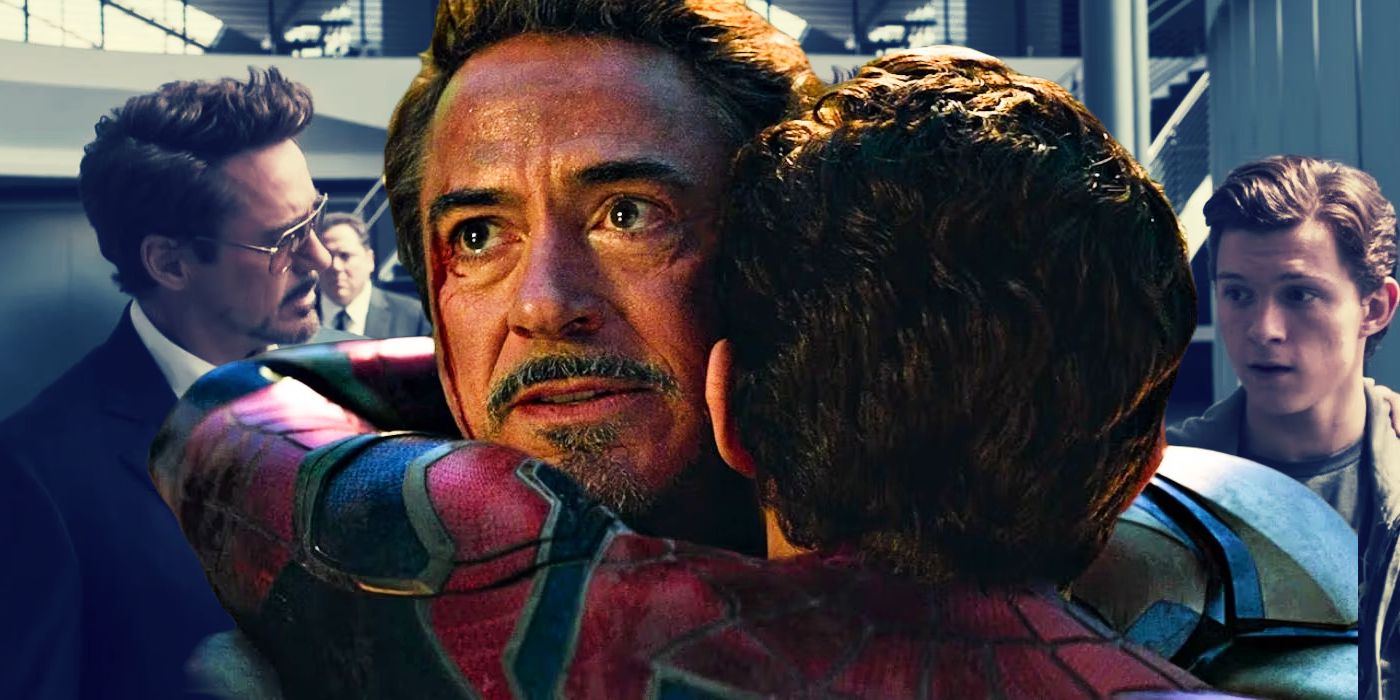 Robert Downey Jr and Tom Holland as Tony Star and Peter Parker