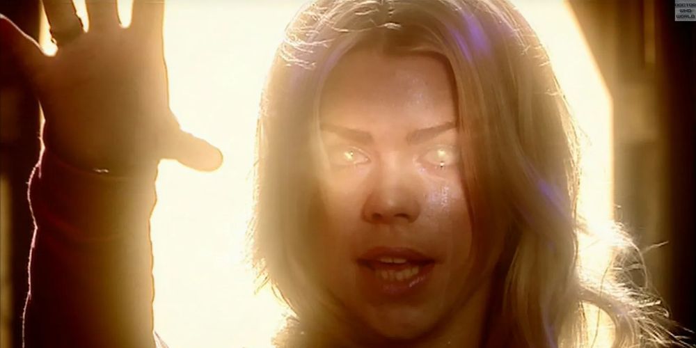 Rose Tyler absorbing energy to become Bad Wolf in Parting of Ways episode of Doctor Who