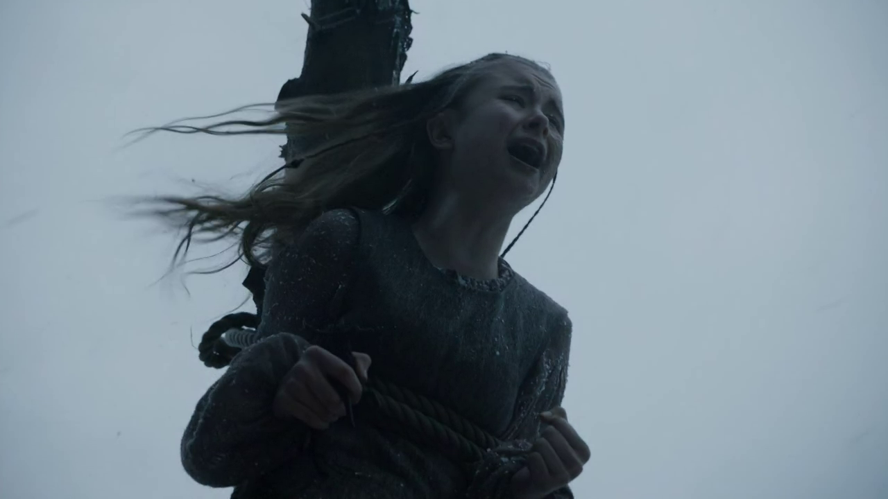 Shireen at the stake in Game of Thrones