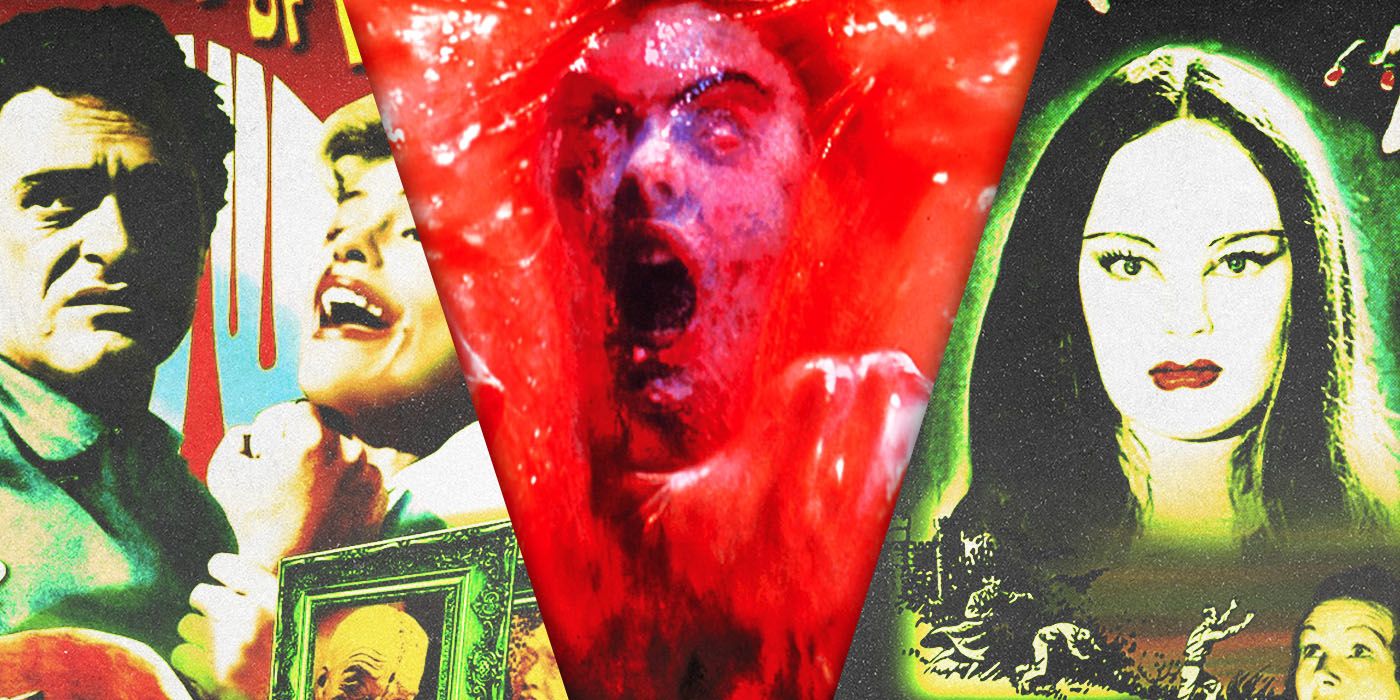 Split Images of Bucket of Blood, Blob, and Mark of Vampire
