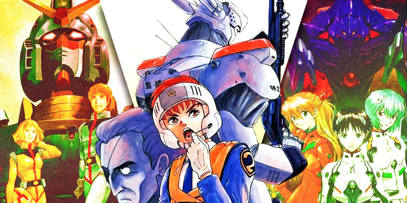 Split Images of Gundam, Patlabor, and Evangelion