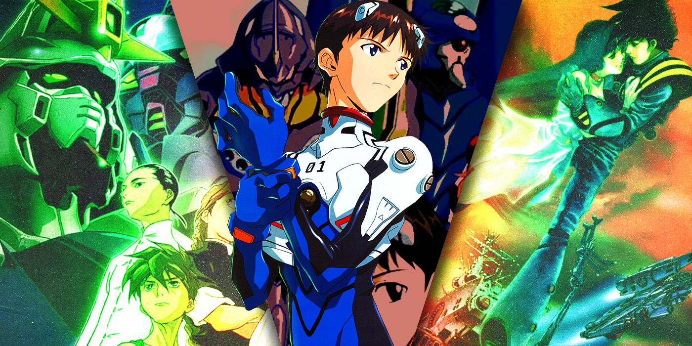 Split Images of Gundam WIng, Neon Genesis Evangelion, and Macross Do You Remember Love