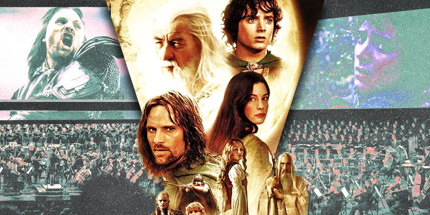 Split Images of Lord of The Rings The Two Towers and Concert