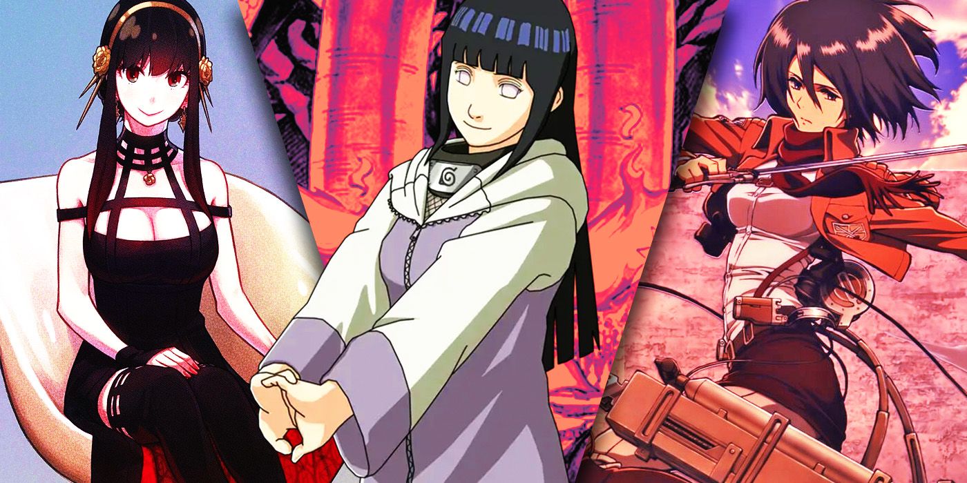 Split Images of Yor, Hinata, and Mikasa