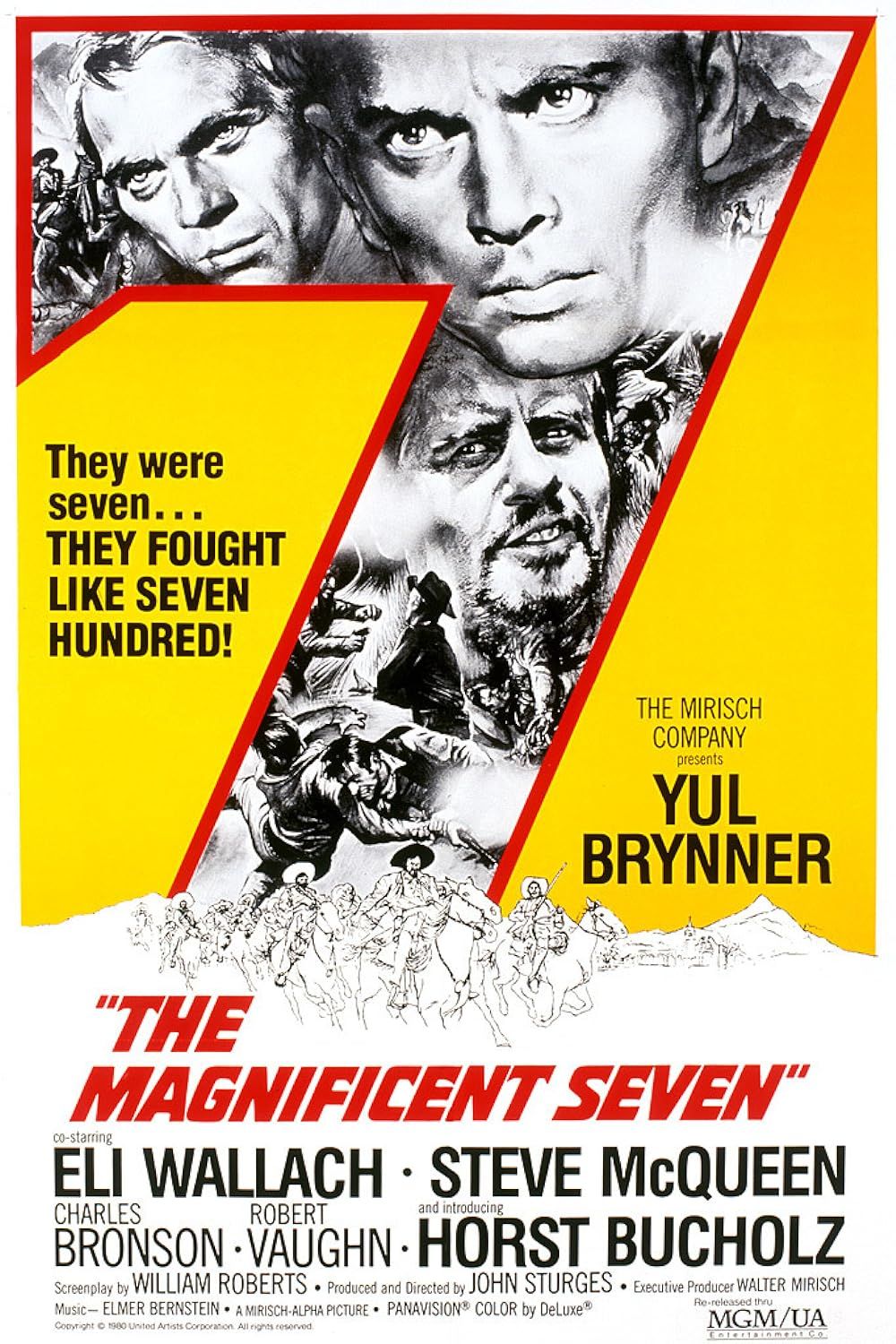 Steve McQueen, Yul Brynner, and Eli Wallach in The Magnificent Seven (1960)