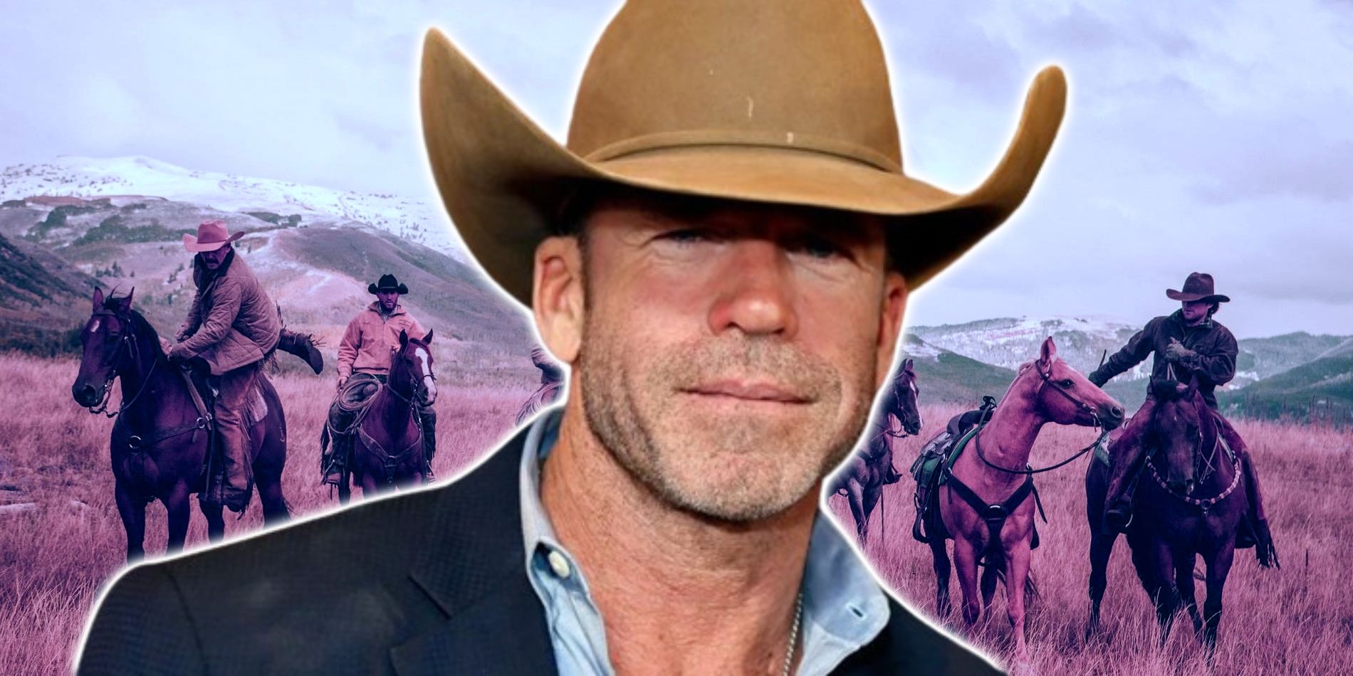 Taylor Sheridan with a cowboy background