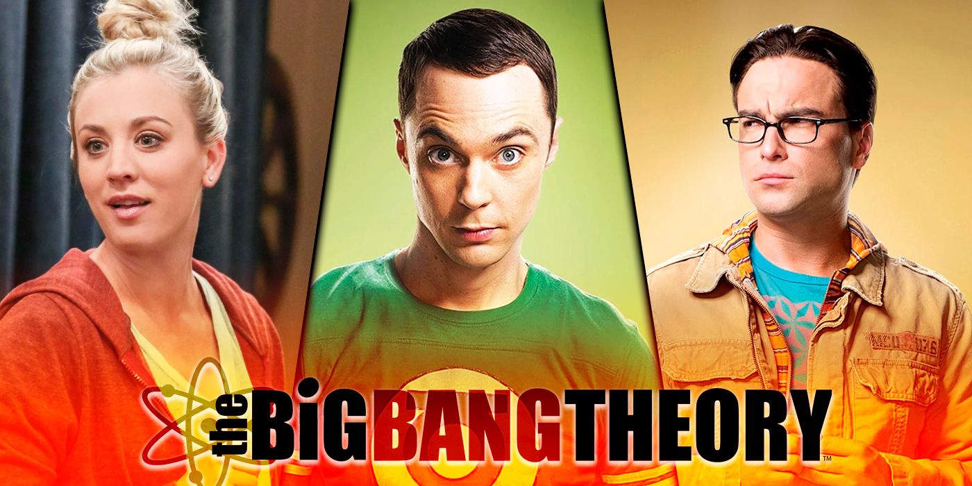 Split Image of Penny being fun, an irritated Sheldon, and an inquisitive Leonard from The Big Bang Theory.
