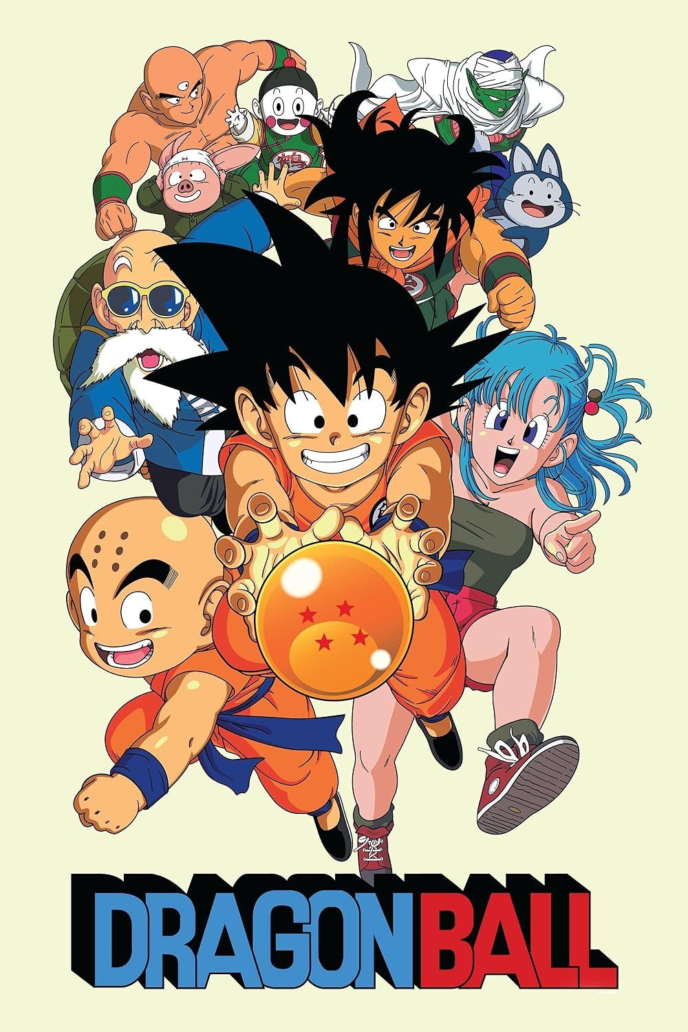 The Dragon Ball Cast Stand Behind a Young Son Goku
