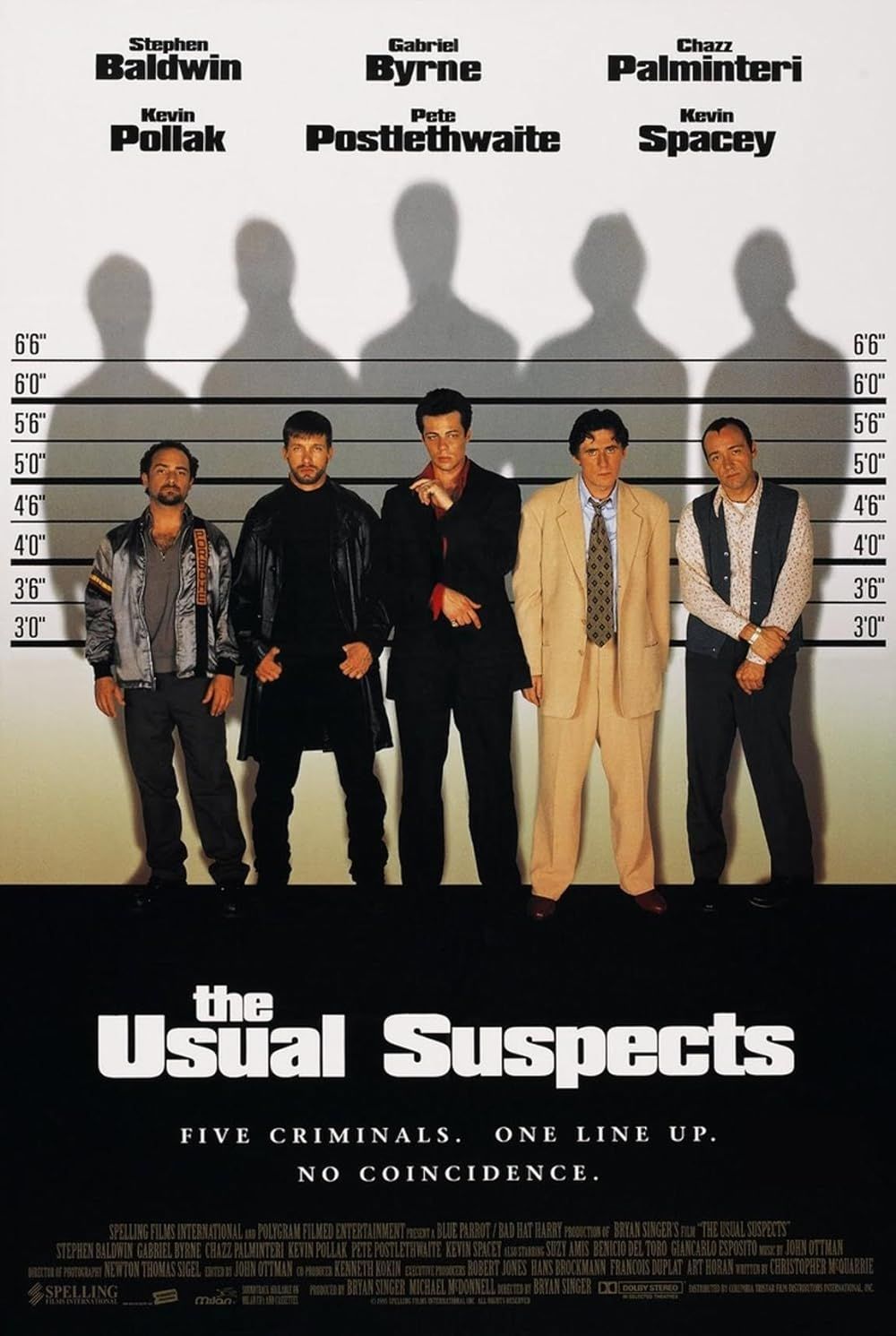 The five main characters of The Usual Suspects lined up