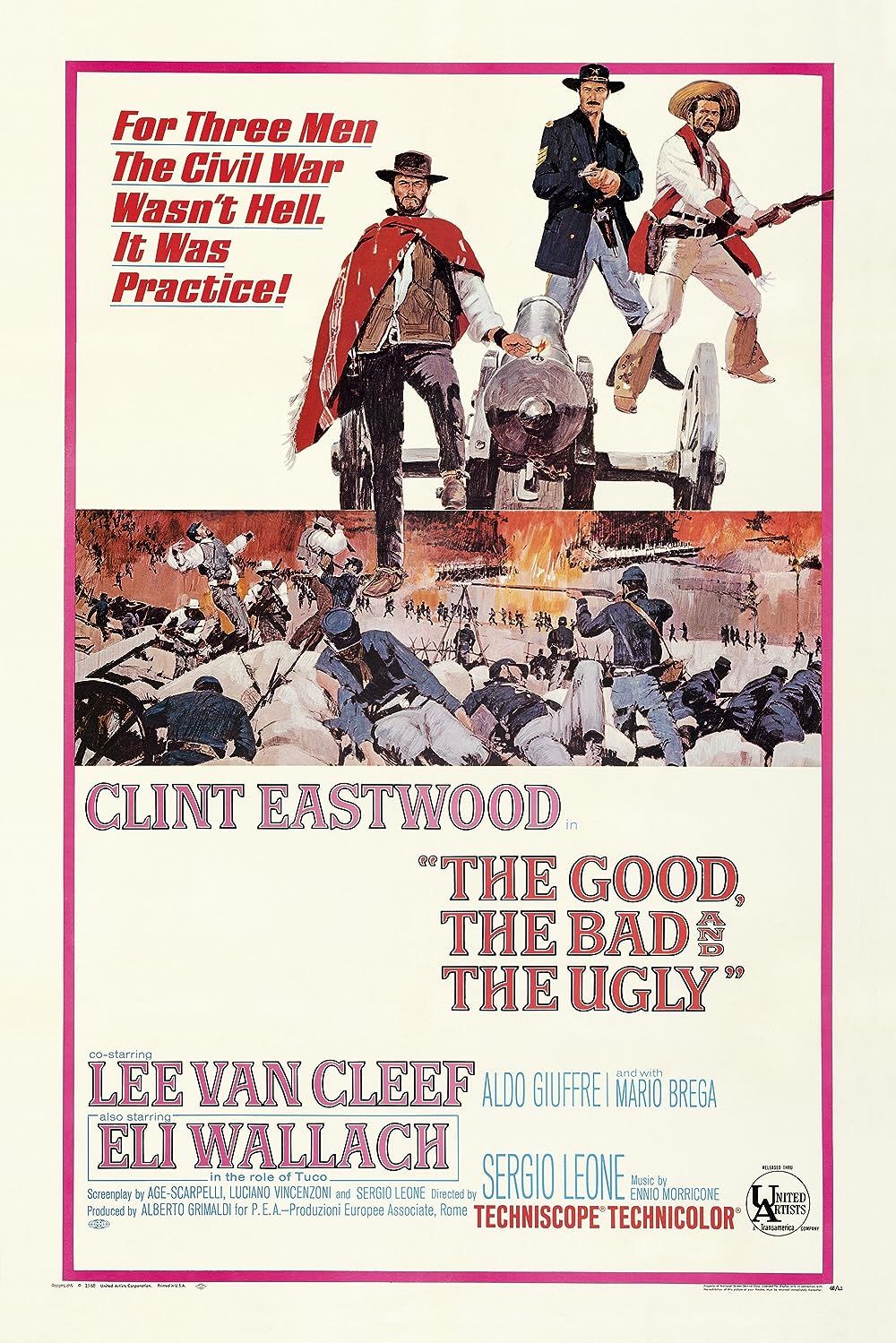 Western cowboy characters in The Good, the Bad and the Ugly (1966) movie poster