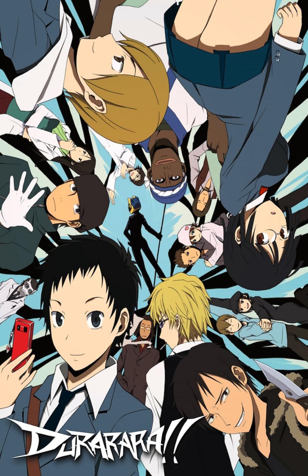 The Main Cast of Durarara!! assembled in a circle on the promo.