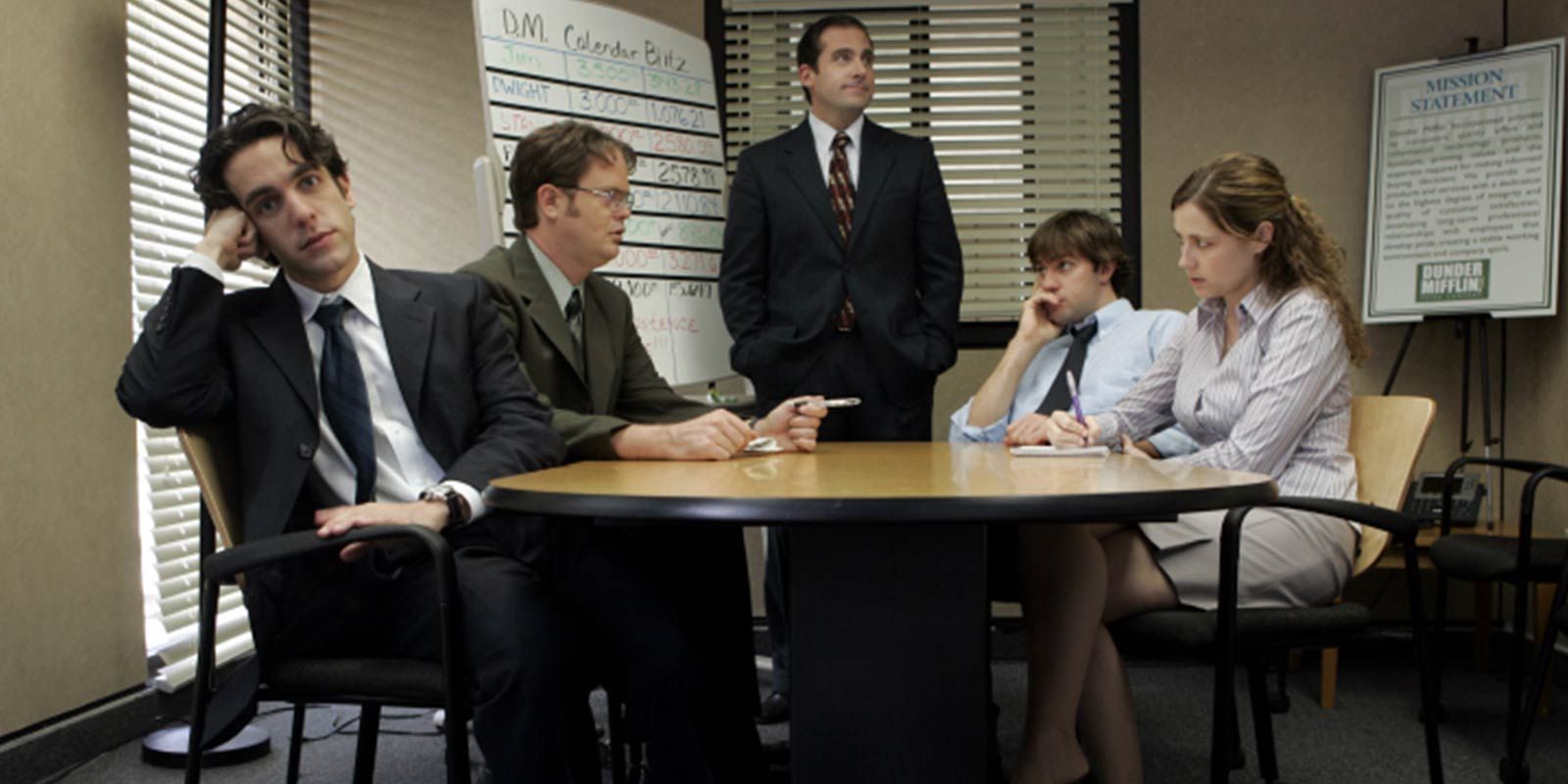 Michael Scott fala com Ryan, Jim e Pam no The Office