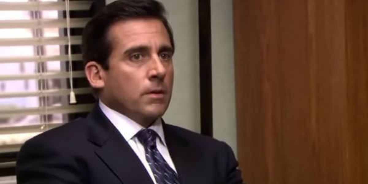 Michael Scott (Steve Carell) asks Jim and Pam about their pregnancy in The Office episode "Gossip"