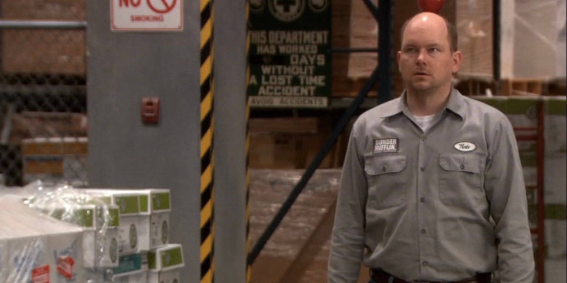 Mark Proksch's Nate Nickerson in the warehouse in The Office.