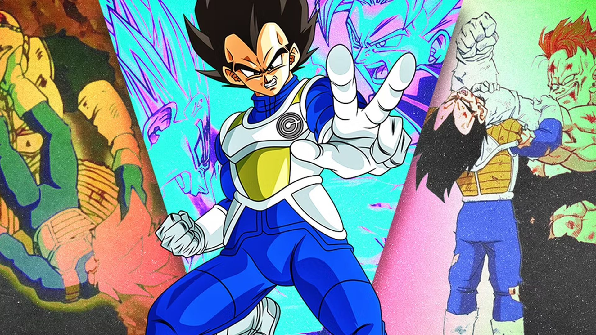 Custom Image of Vegeta in different positions and fights in Dragon Ball Z