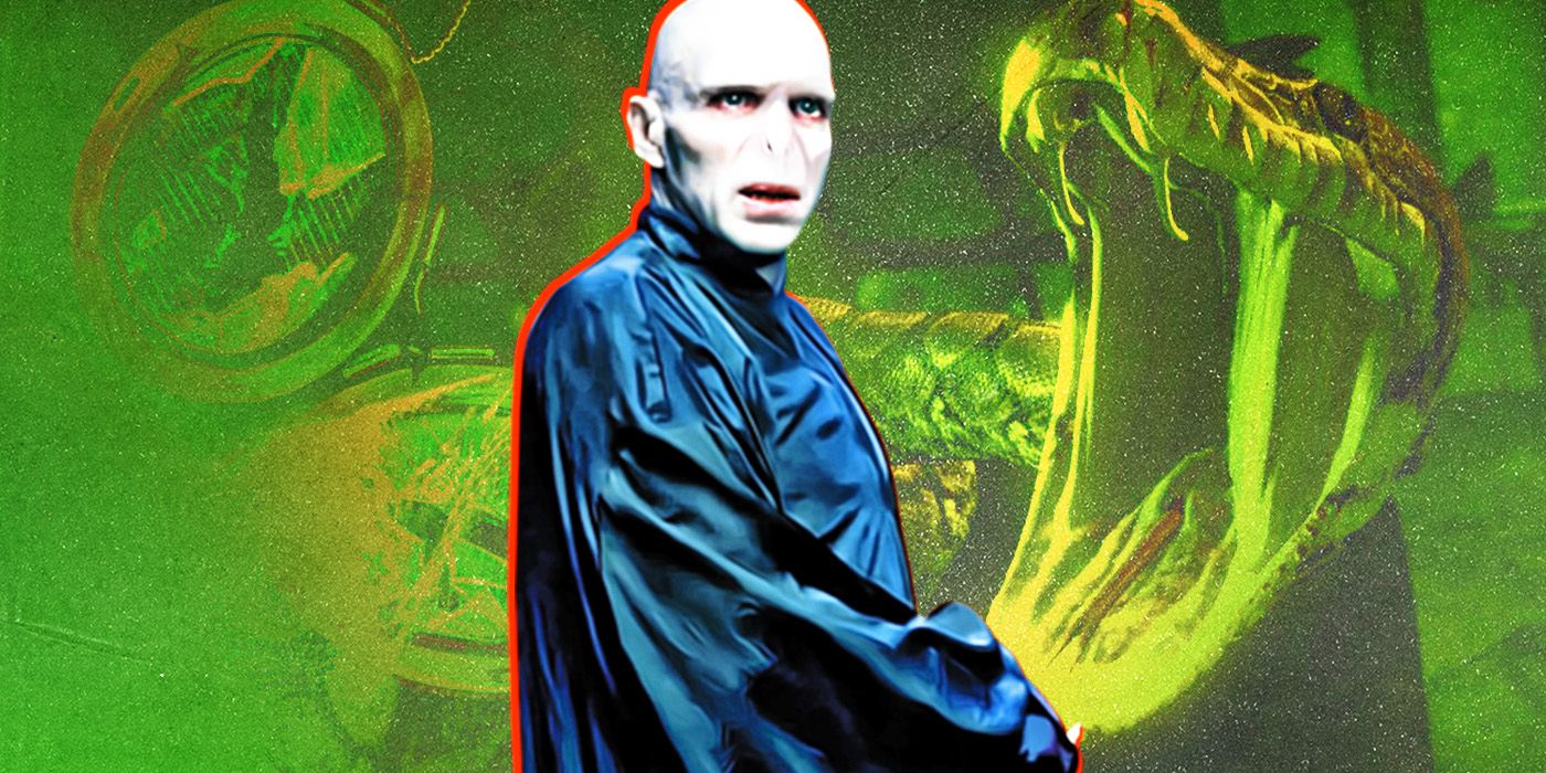 Ralph Fiennes as Lord Voldemort overlays Horcruxes